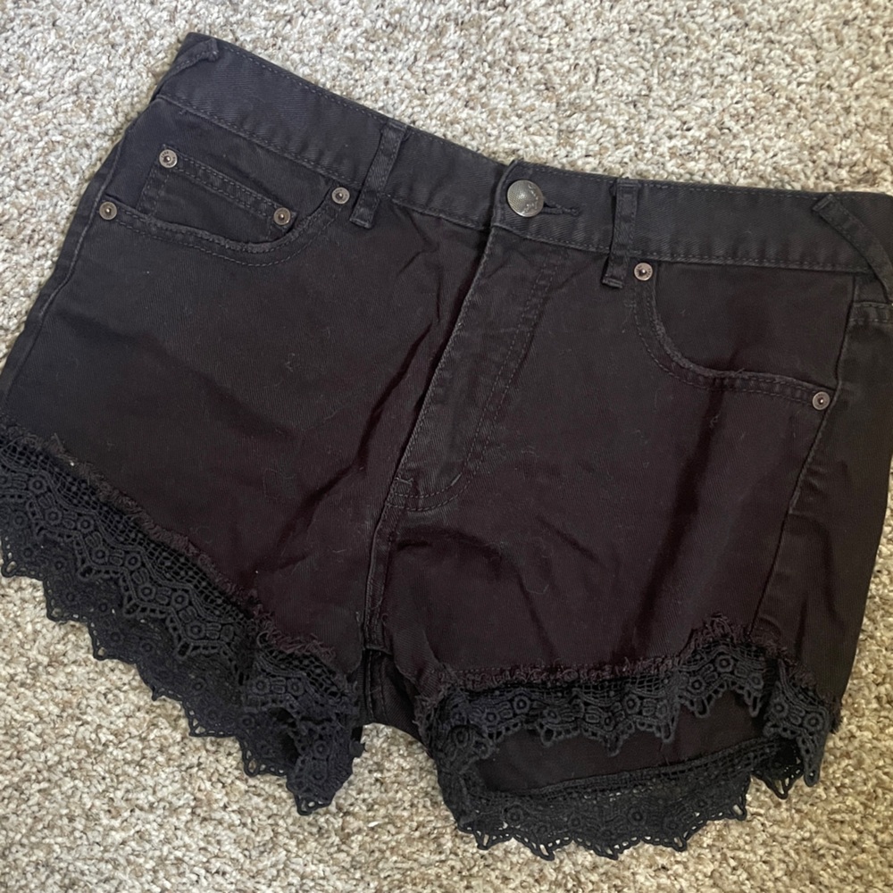 Free People Black Denim Shorts